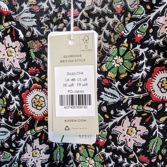 Boden Floral V-Neck Tea Dress NWT  Size 14 Enchanting Twig - Picture 10 of 12